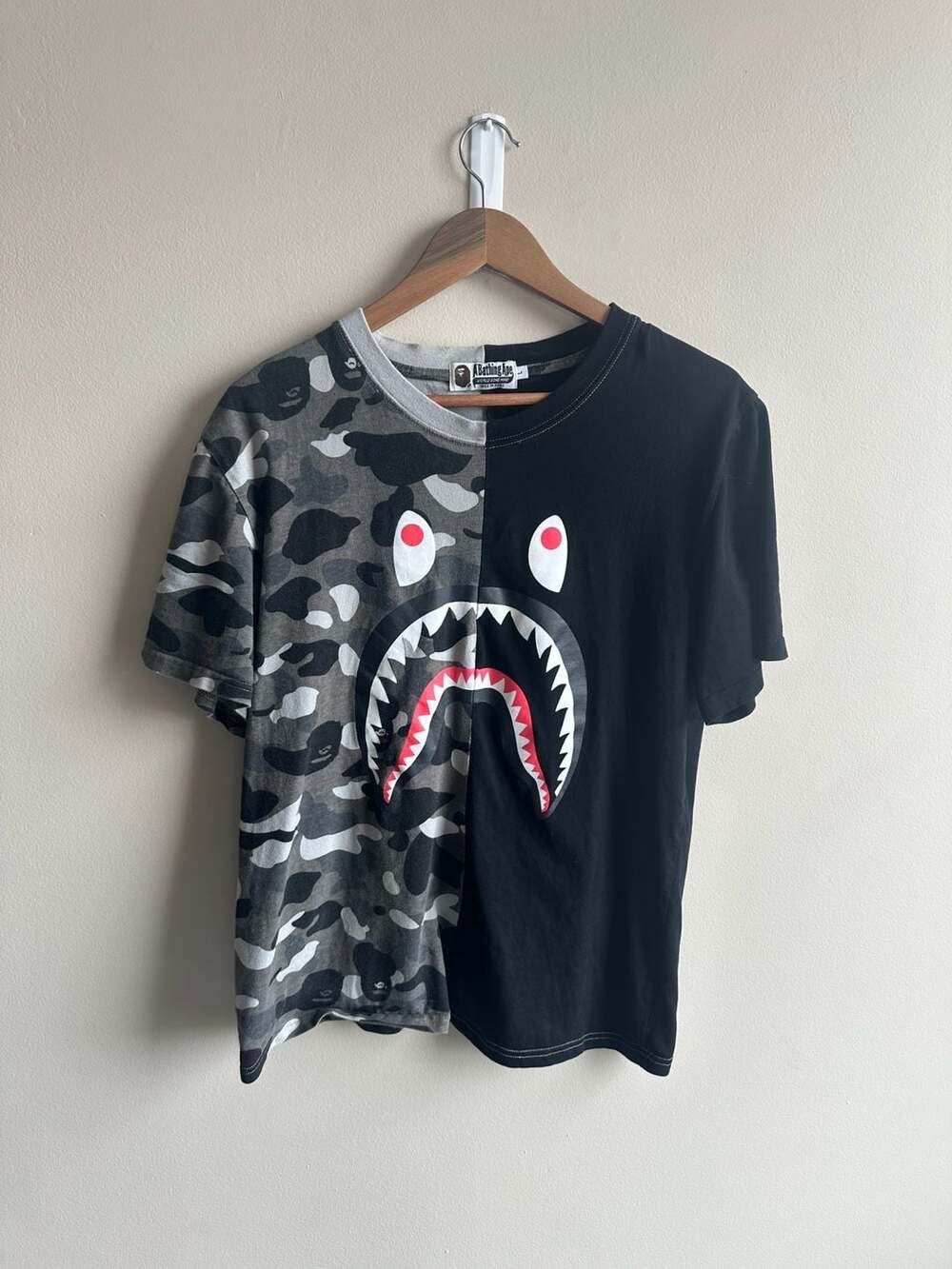 A Bathing Ape Bape Shark Split Camo T-Shirt Size L